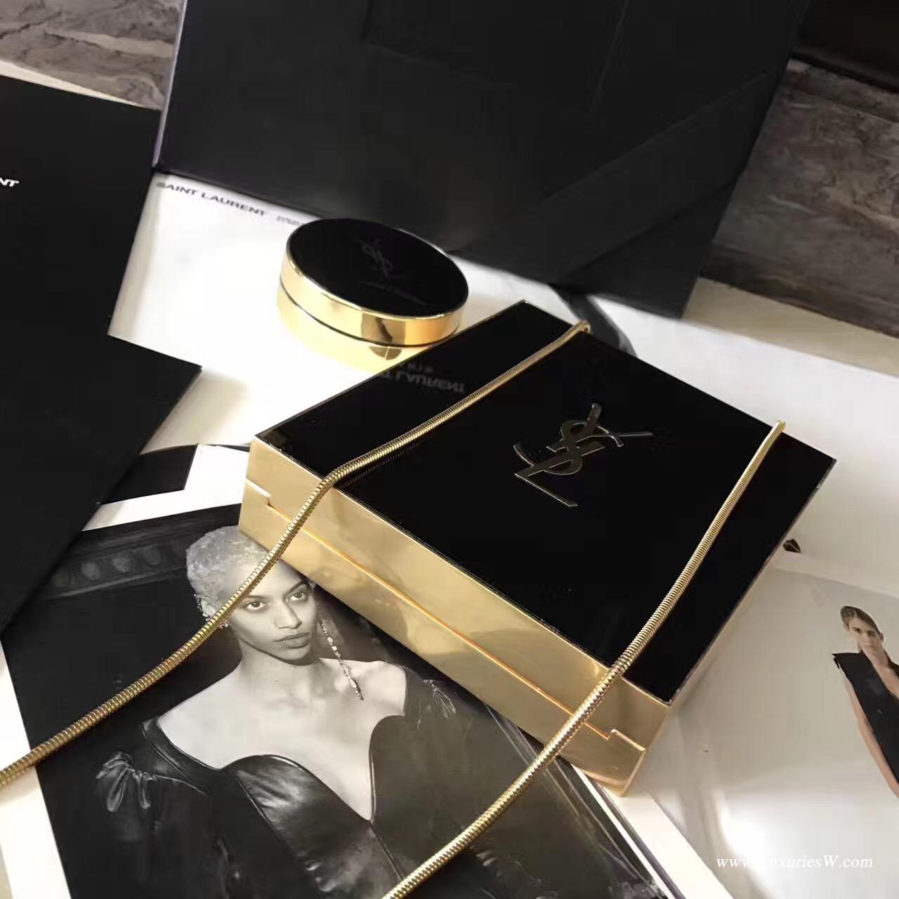 YSL圣罗兰黑色和金色TUXEDO箱形袋SAINT LAURENT有機玻璃和金屬定型箱