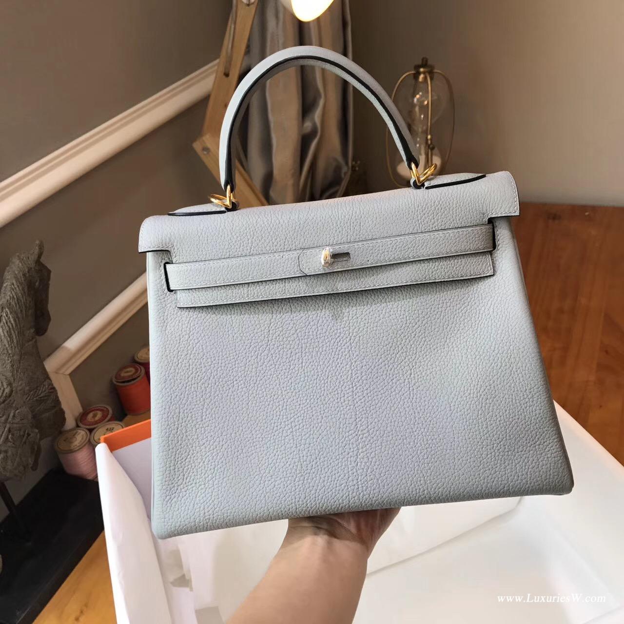 愛馬仕Hermes Kelly 28 Togo 4Z海鷗灰 2017最新顏色 金扣