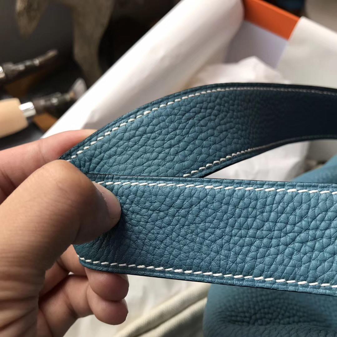 Hermes Lindy 30 togo CK75 Blue Jean 牛仔藍 優雅低調藍色銀扣