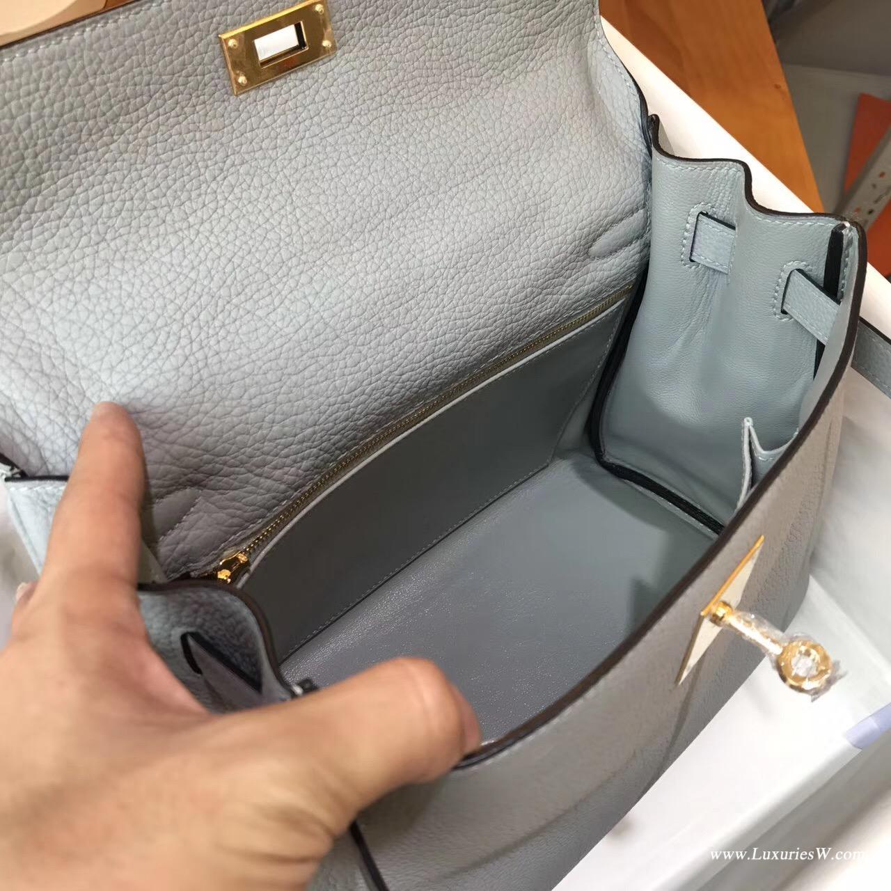 愛馬仕Hermes Kelly 28 Togo 4Z海鷗灰 2017最新顏色 金扣