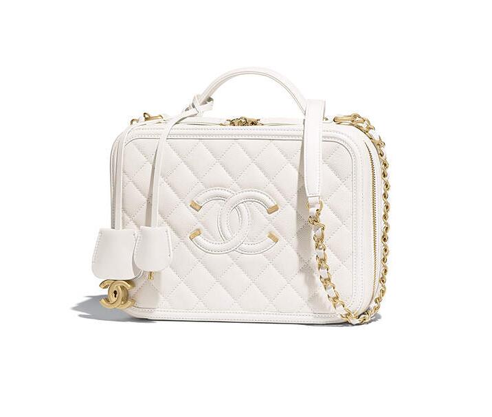 Chanel 2018春夏系列黑色 顆粒壓花小牛皮化妝包 Vanity case Bag