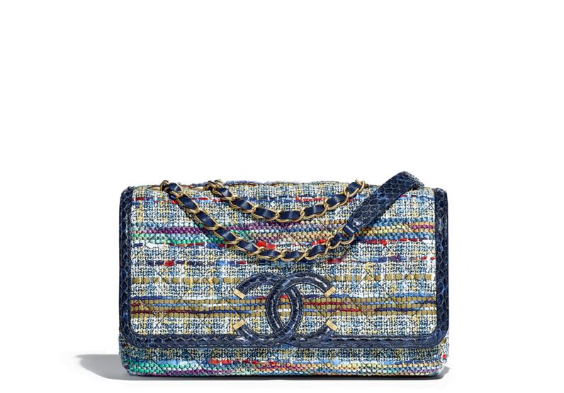 Chanel 2018春夏系列斜紋軟呢 錦蛇皮 羊皮 牛皮 口蓋包 Flap bag