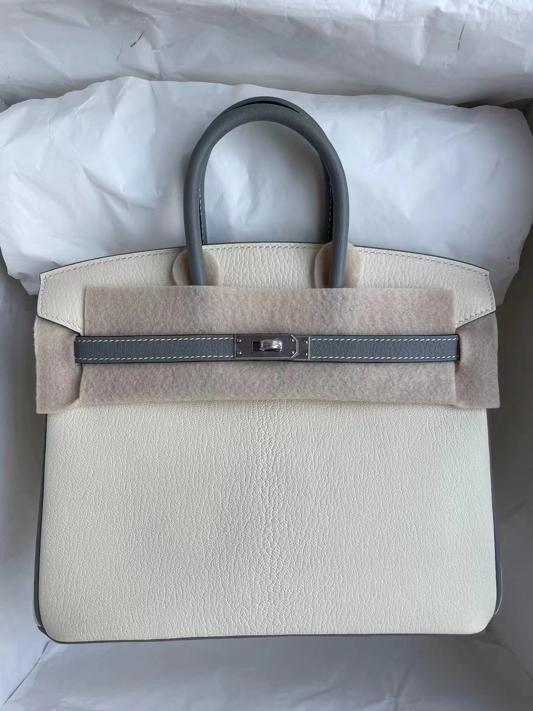 Hermes Birkin 25cm HSS 山羊皮 10 Craie 奶昔白 4Z 海鷗灰 Girls Mouette 磨砂銀扣