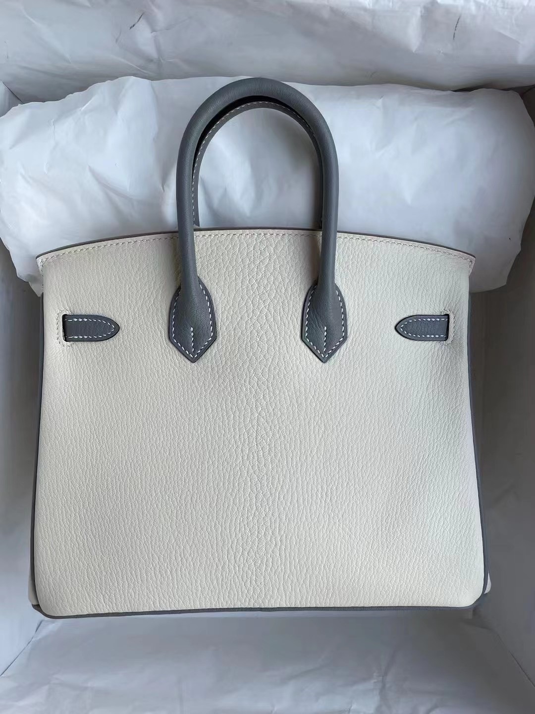 Hermes Birkin 25cm HSS 山羊皮 10 Craie 奶昔白 4Z 海鷗灰 Girls Mouette 磨砂銀扣