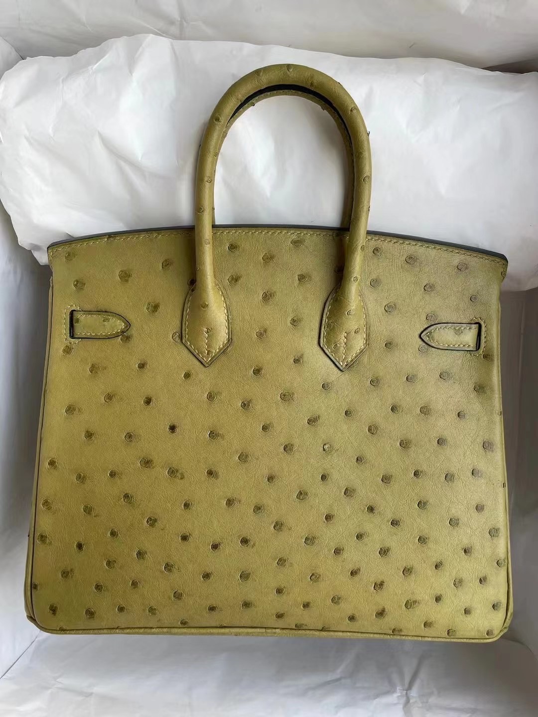 Hermes Birkin 25cm Ostrich 原廠KK 南非鴕鳥皮 6G Peiouse 草坪綠 銀扣