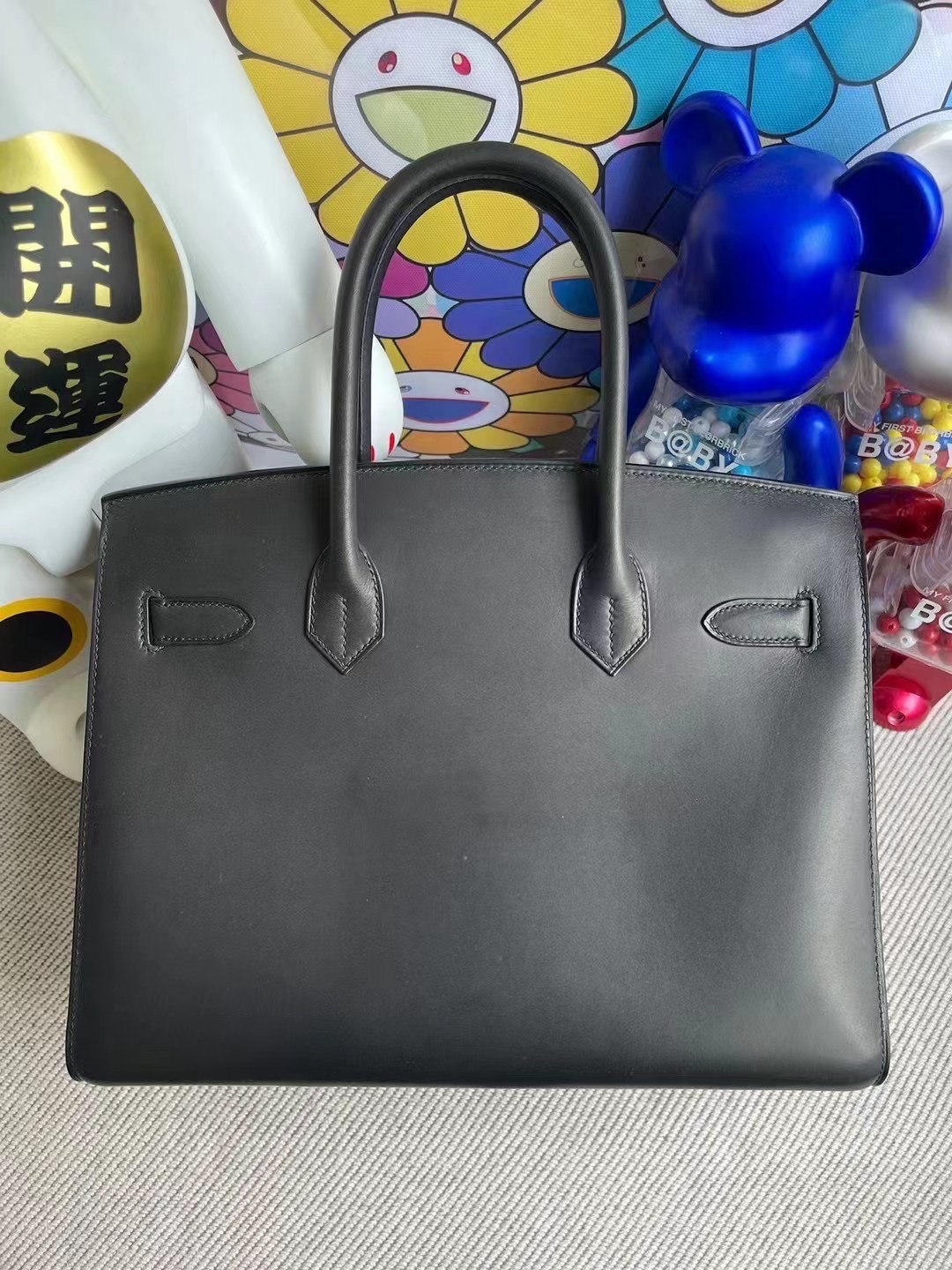 Hermes Birkin 30cm Sellier 外縫 Barenia Natural 馬鞍皮 89 Noir 黑色 金扣