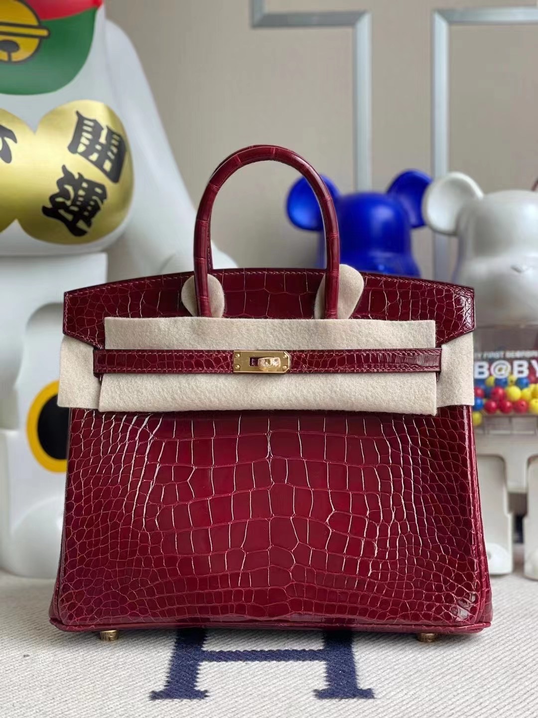 Hong Kong Hermes Birkin 25cm 57 Bordeaux 波爾多酒紅 美洲鱷魚 金扣