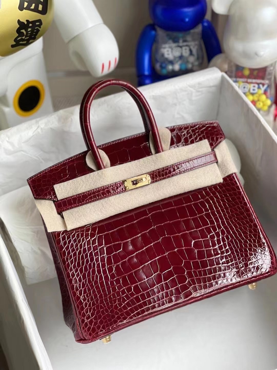 Hong Kong Hermes Birkin 25cm 57 Bordeaux 波爾多酒紅 美洲鱷魚 金扣