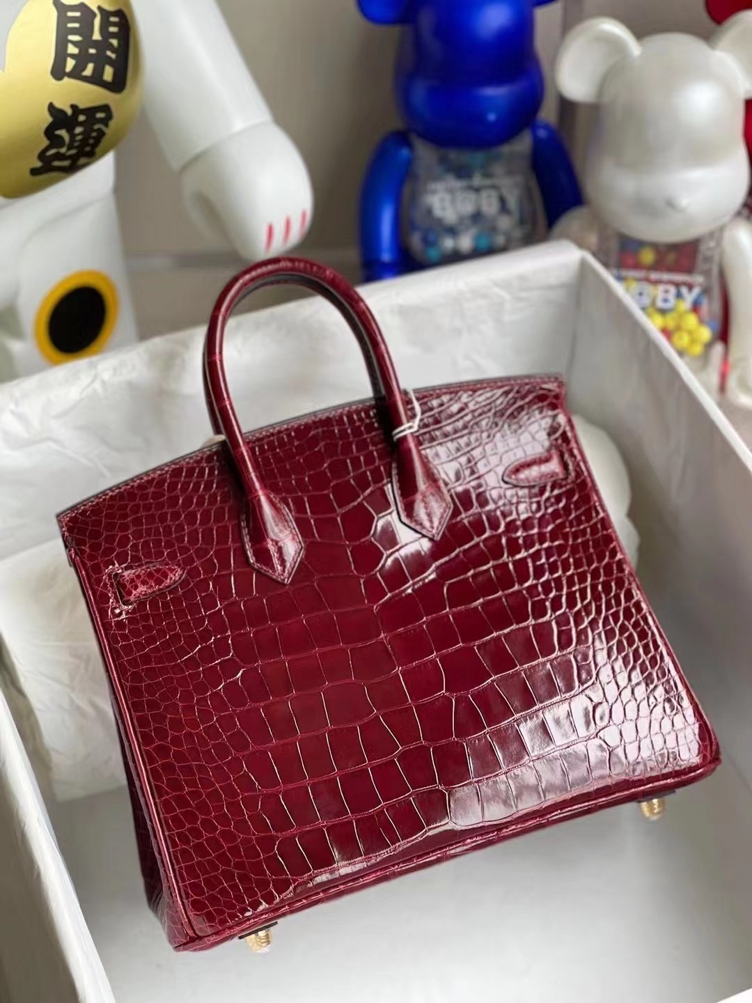 Hong Kong Hermes Birkin 25cm 57 Bordeaux 波爾多酒紅 美洲鱷魚 金扣