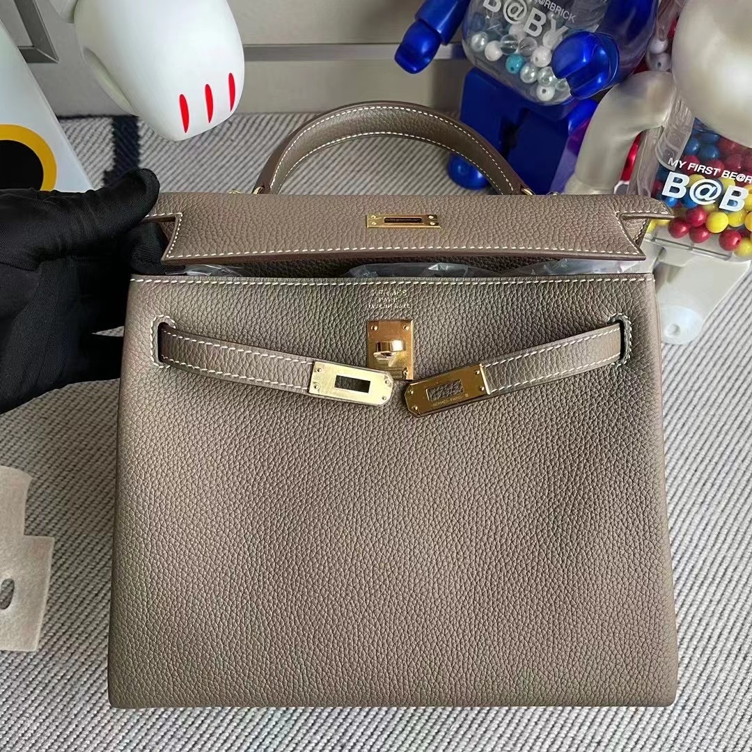 愛馬仕包包什麼顏色最好看 Hermes Kelly 25cm Togo 18 Etoupe 大象灰 金扣