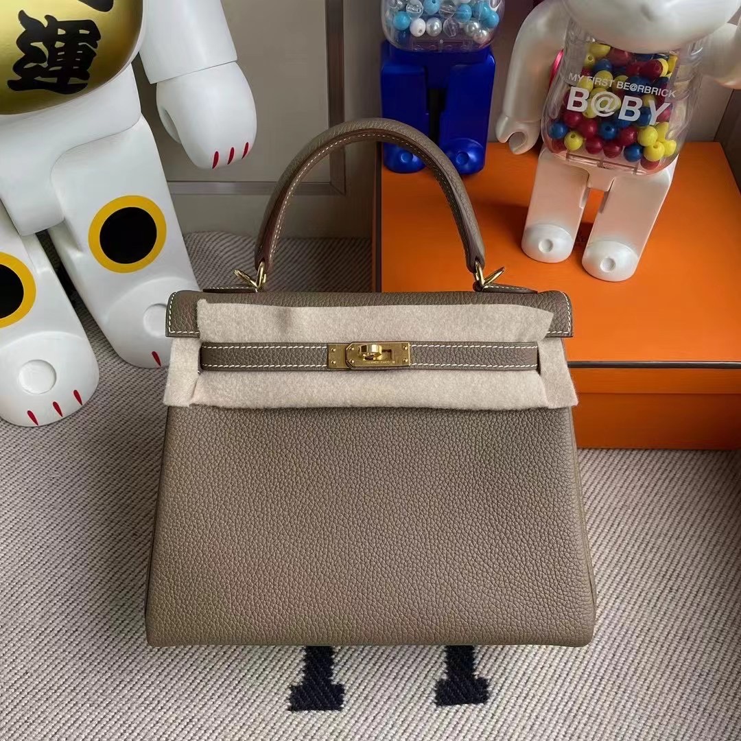 愛馬仕包包什麼顏色最好看 Hermes Kelly 25cm Togo 18 Etoupe 大象灰 金扣