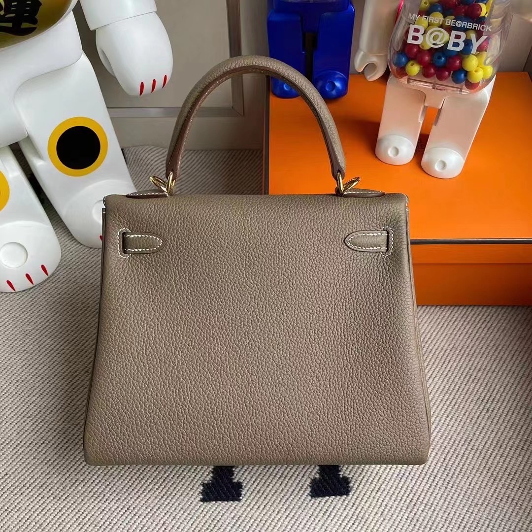 愛馬仕包包什麼顏色最好看 Hermes Kelly 25cm Togo 18 Etoupe 大象灰 金扣