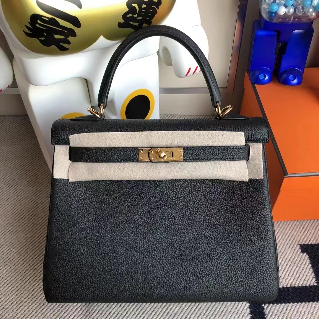 Hermes Kelly 25cm Togo leather CK89 Noir 黑色 銀扣 全手工蜜蠟線縫製