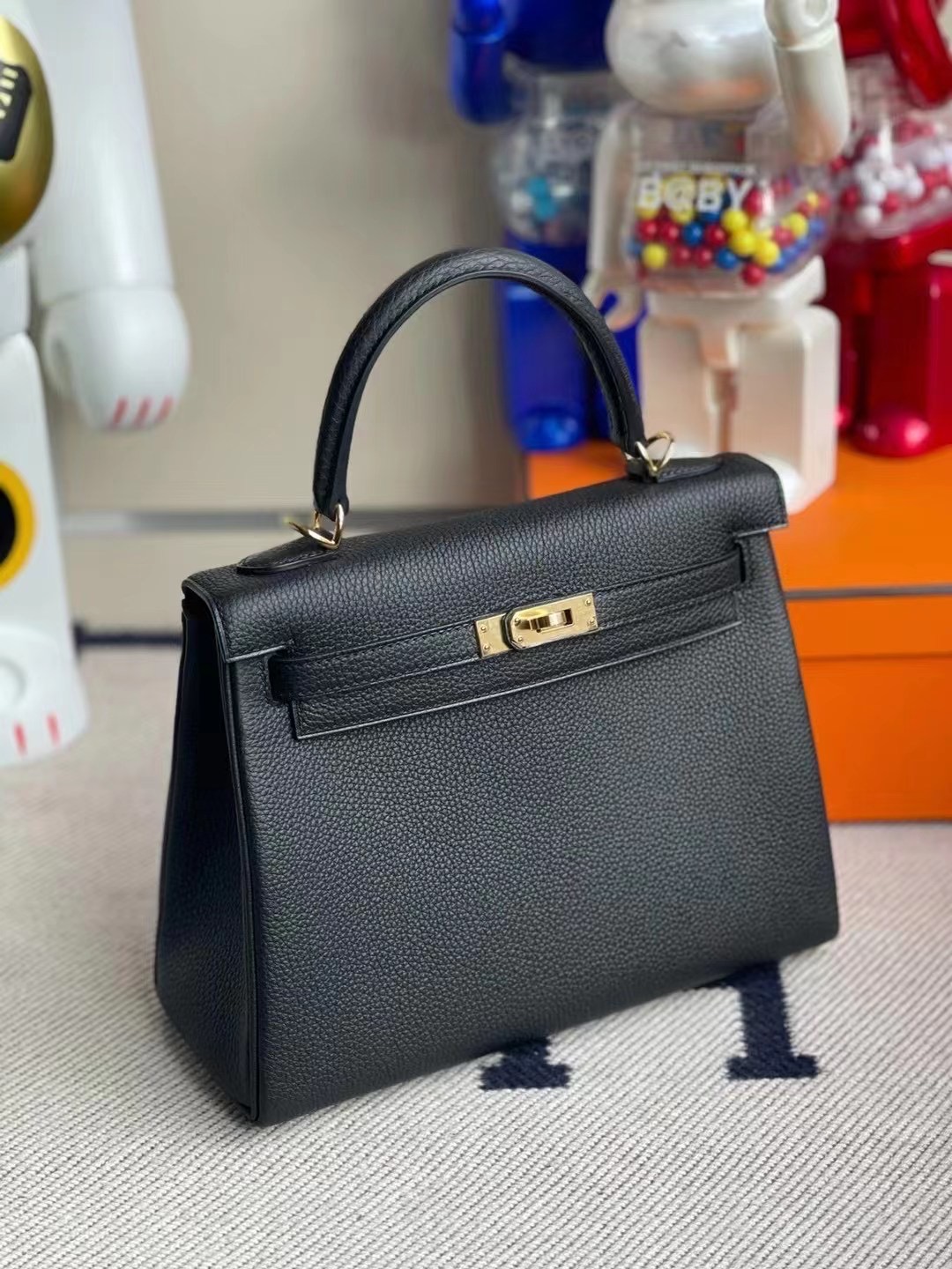 臺灣新竹市 Hermes Kelly 25cm Togo leather 89 Noir 黑色 金扣