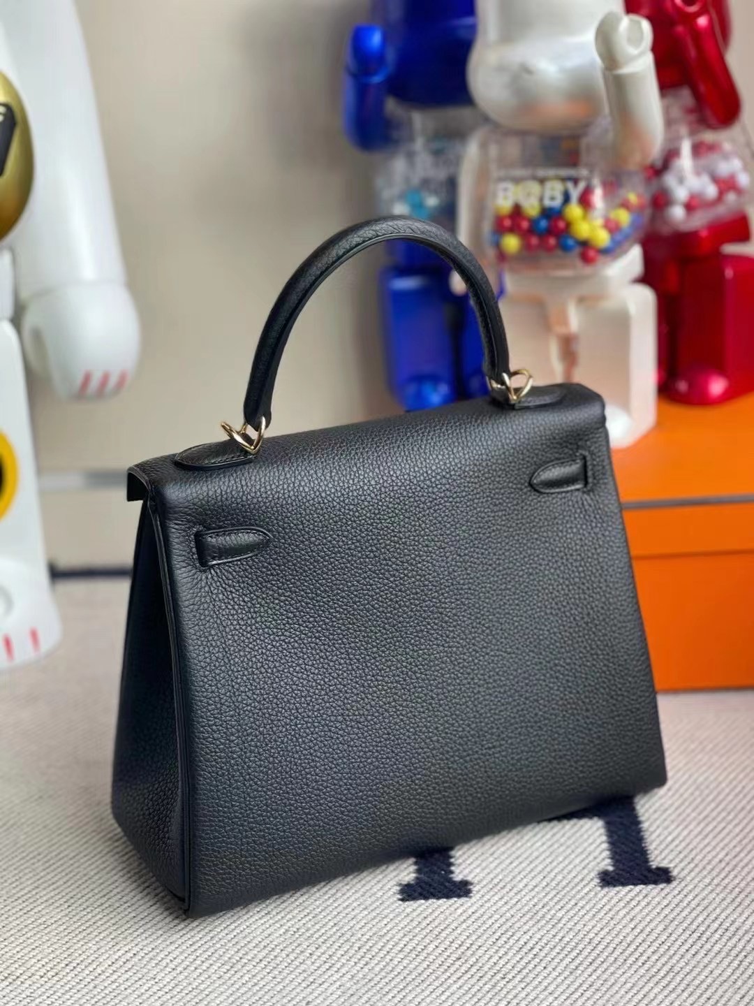 臺灣新竹市 Hermes Kelly 25cm Togo leather 89 Noir 黑色 金扣