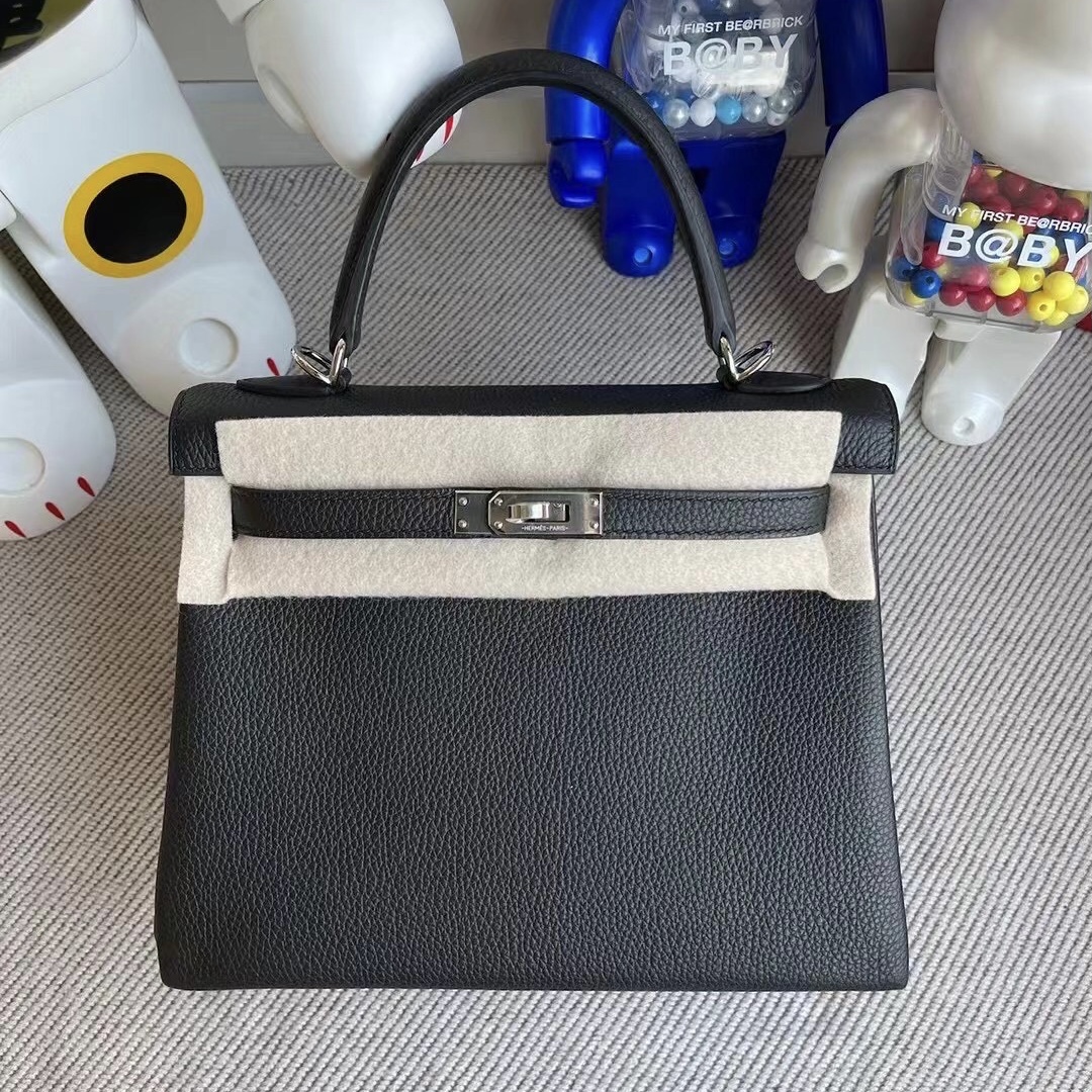 Hermes Kelly 25cm Togo leather CK89 Noir 黑色 銀扣 全手工蜜蠟線縫製