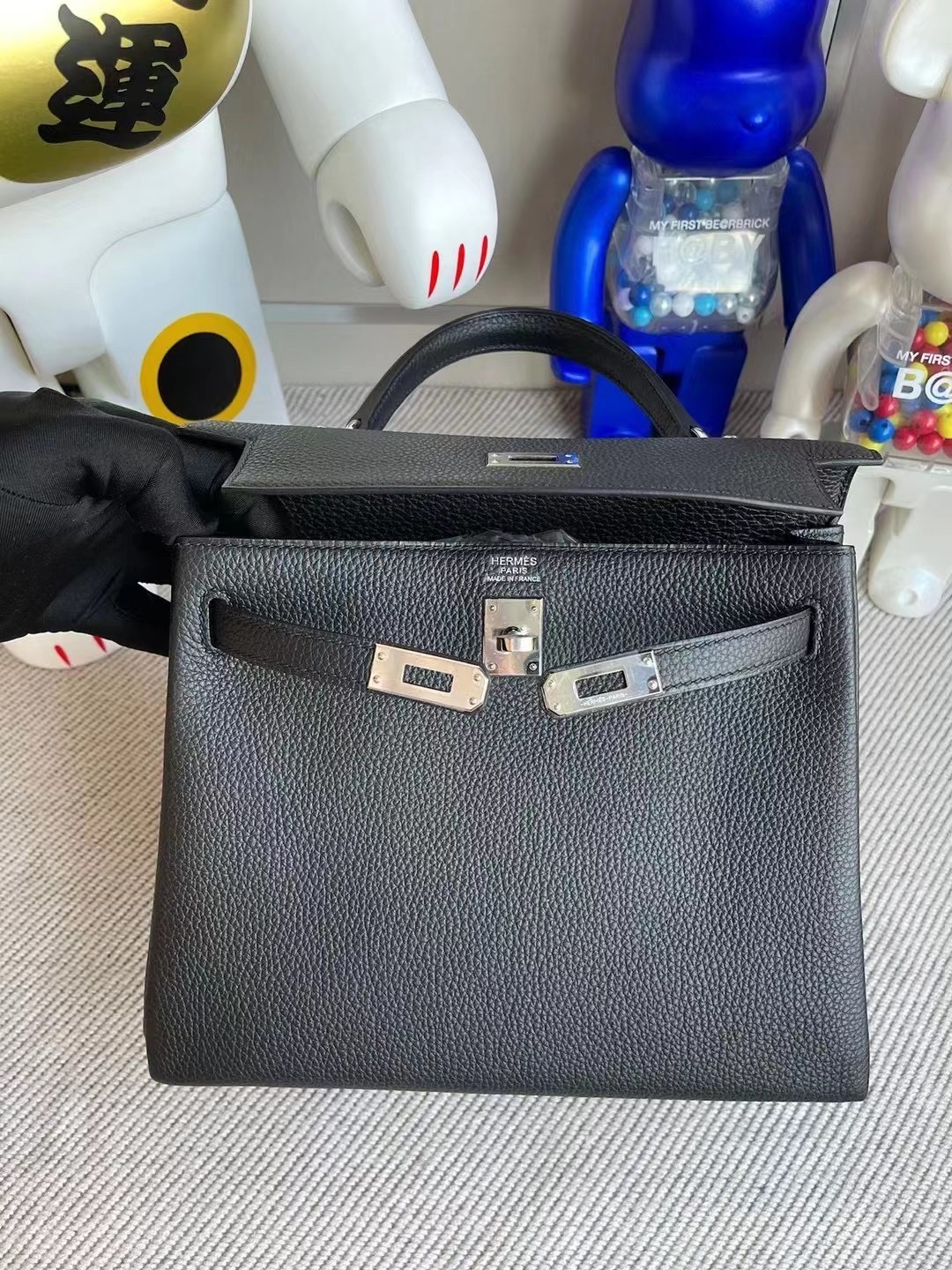 Hermes Kelly 25cm Togo leather CK89 Noir 黑色 銀扣 全手工蜜蠟線縫製