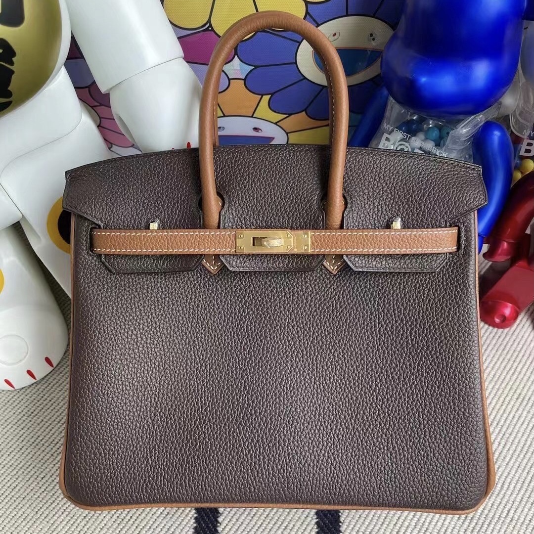 愛馬仕鉑金包 Hermes Birkin 25 Hss Togo 47 Chocolate 巧克力 37 gold 金棕色