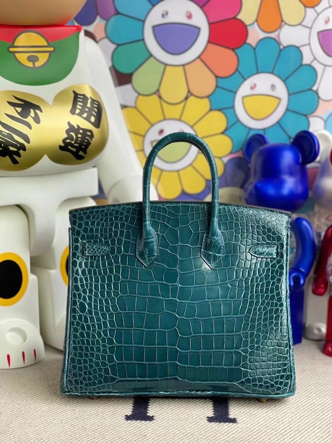 愛馬仕鉑金女包多少錢 Hermes Birkin 25 W0 Vert Bosphore 博斯普魯斯綠美洲鱷魚