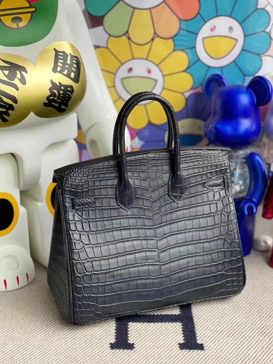 愛馬仕鉑金包25寸專櫃價格 Hermes Birkin 25cm 78 Bleu Marine 靛藍色尼羅鱷魚