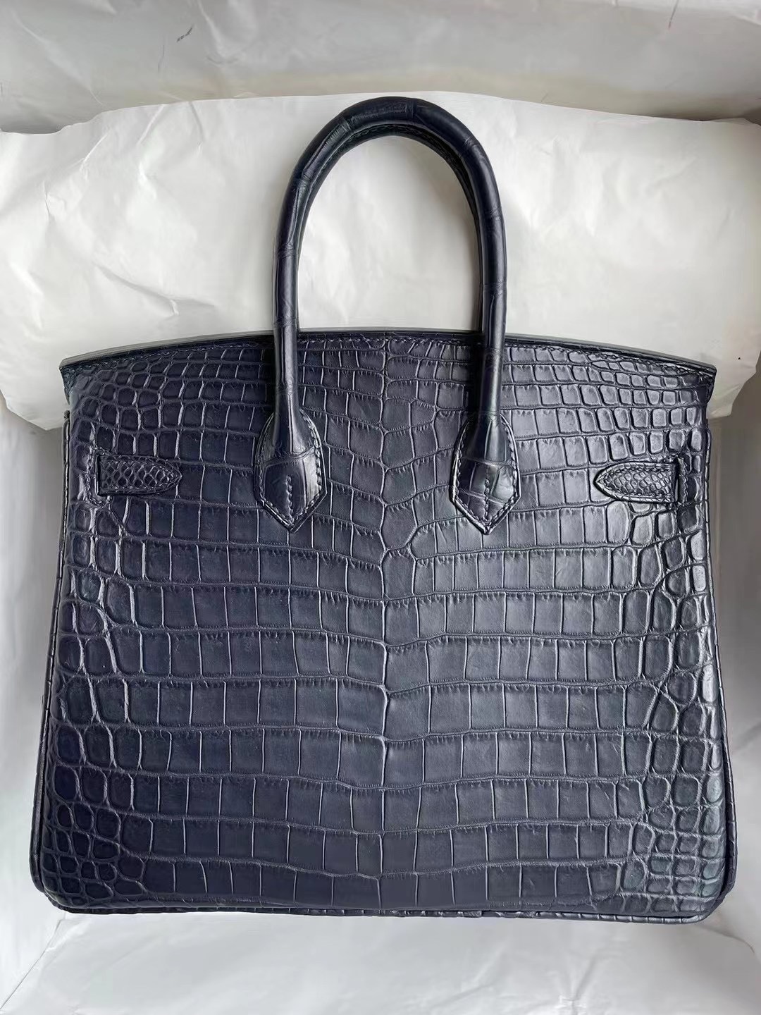 愛馬仕鉑金包25寸專櫃價格 Hermes Birkin 25cm 78 Bleu Marine 靛藍色尼羅鱷魚