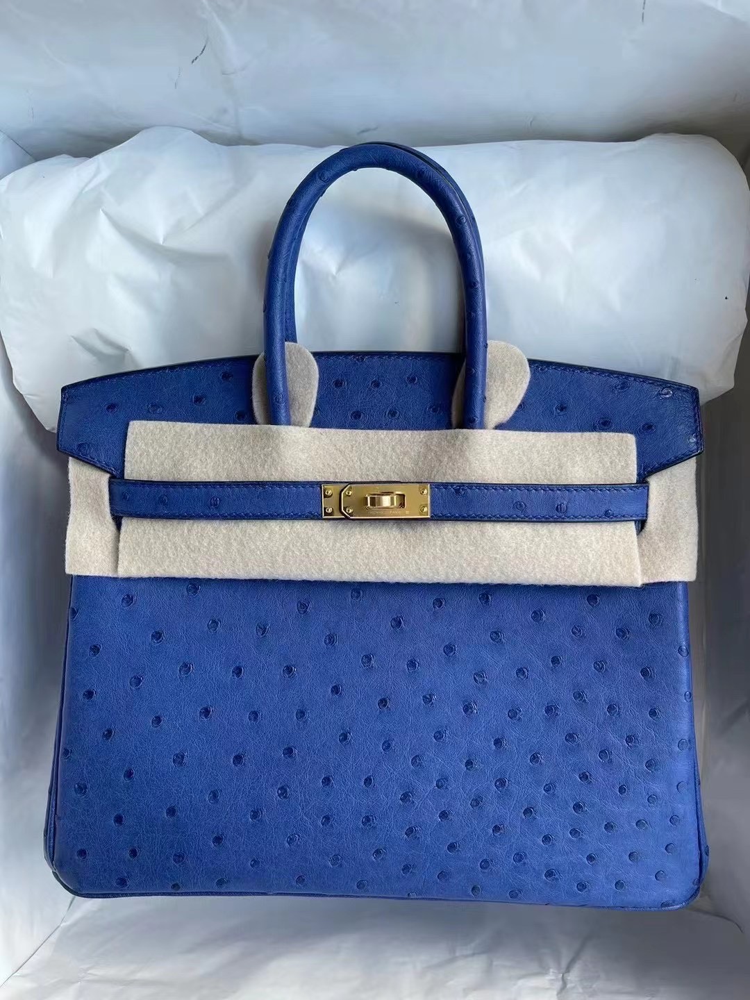 Hermes Birkin 25cm Ostrich 南非KK鴕鳥皮 7T Blue Electric 電光藍 金扣