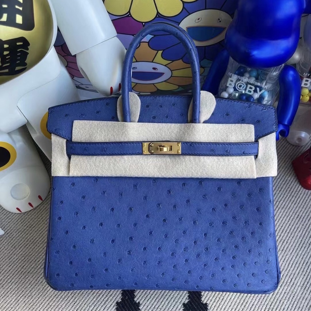 Hermes Birkin 25cm Ostrich 南非KK鴕鳥皮 7T Blue Electric 電光藍 金扣