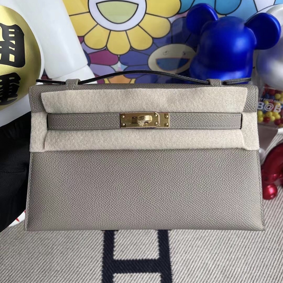 愛馬仕迷你凱莉包一代 Hermes MiniKelly Pochette Epsom M8 Gris Asphalte 瀝青灰