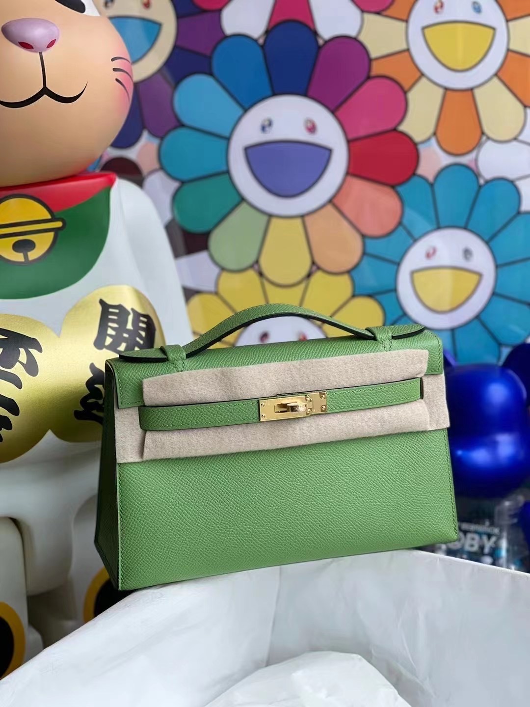 Hermes MiniKelly Pochette Epsom 3I Vert Criquet 牛油果綠 蟋蟀綠 金扣