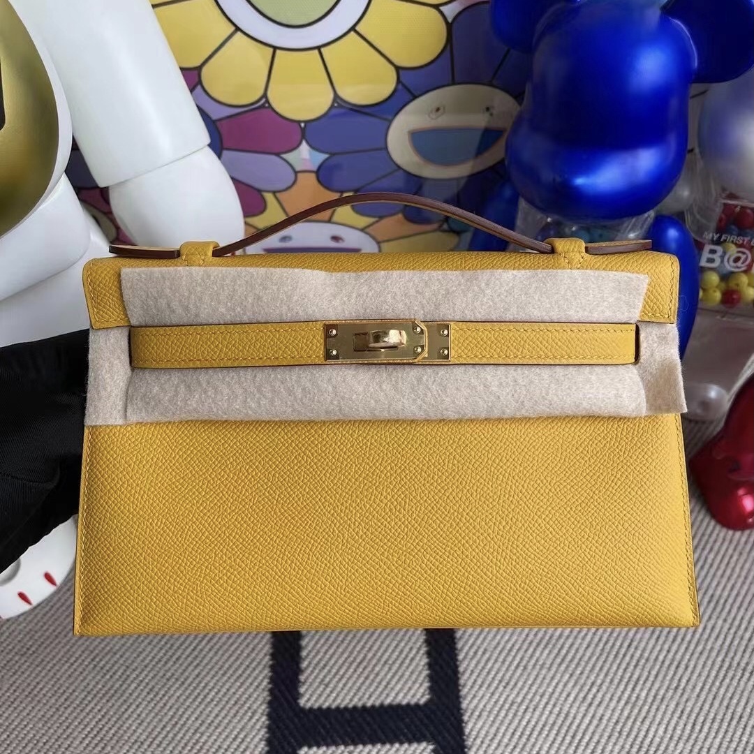 愛馬仕迷你凱莉包一代 Hermes MiniKelly Pochette Epsom 9D Amber 琥珀黃