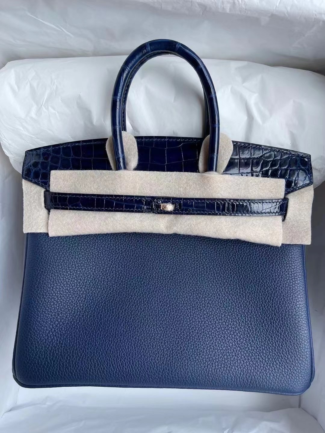 Hermes Birkin 25cm Touch Togo 73 Blue sapphire寶石藍尼羅鱷魚 玫瑰金扣