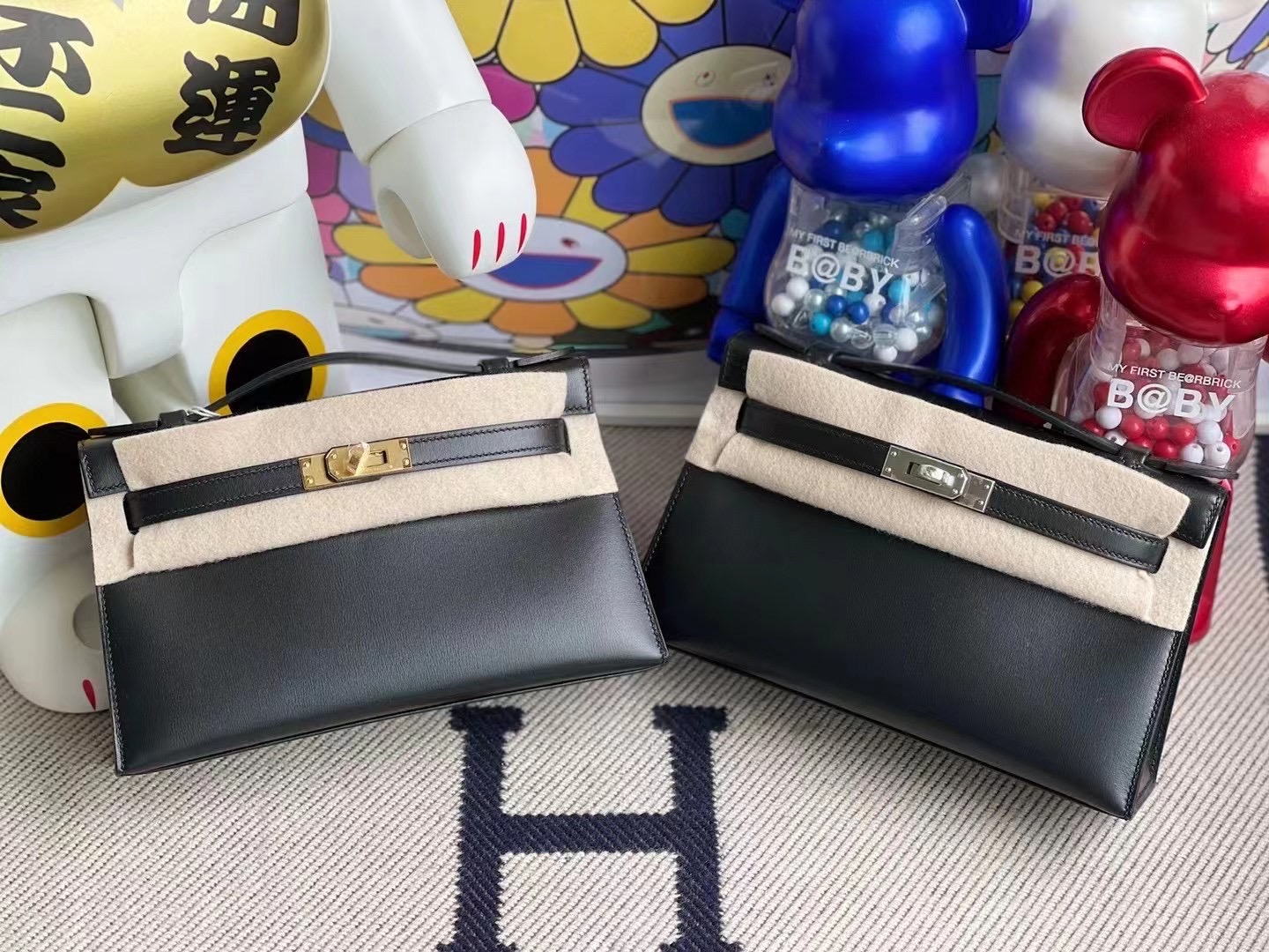 愛馬仕迷你凱莉包價格 Hermes MiniKelly Pochette Box CK89 Noir黑色银扣