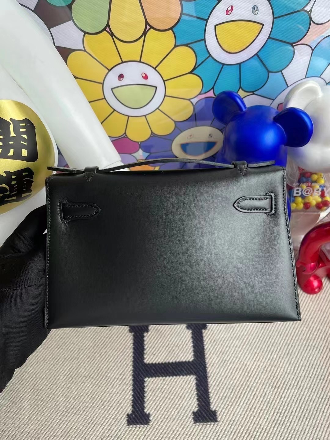 愛馬仕迷你凱莉包價格 Hermes MiniKelly Pochette Box CK89 Noir黑色银扣