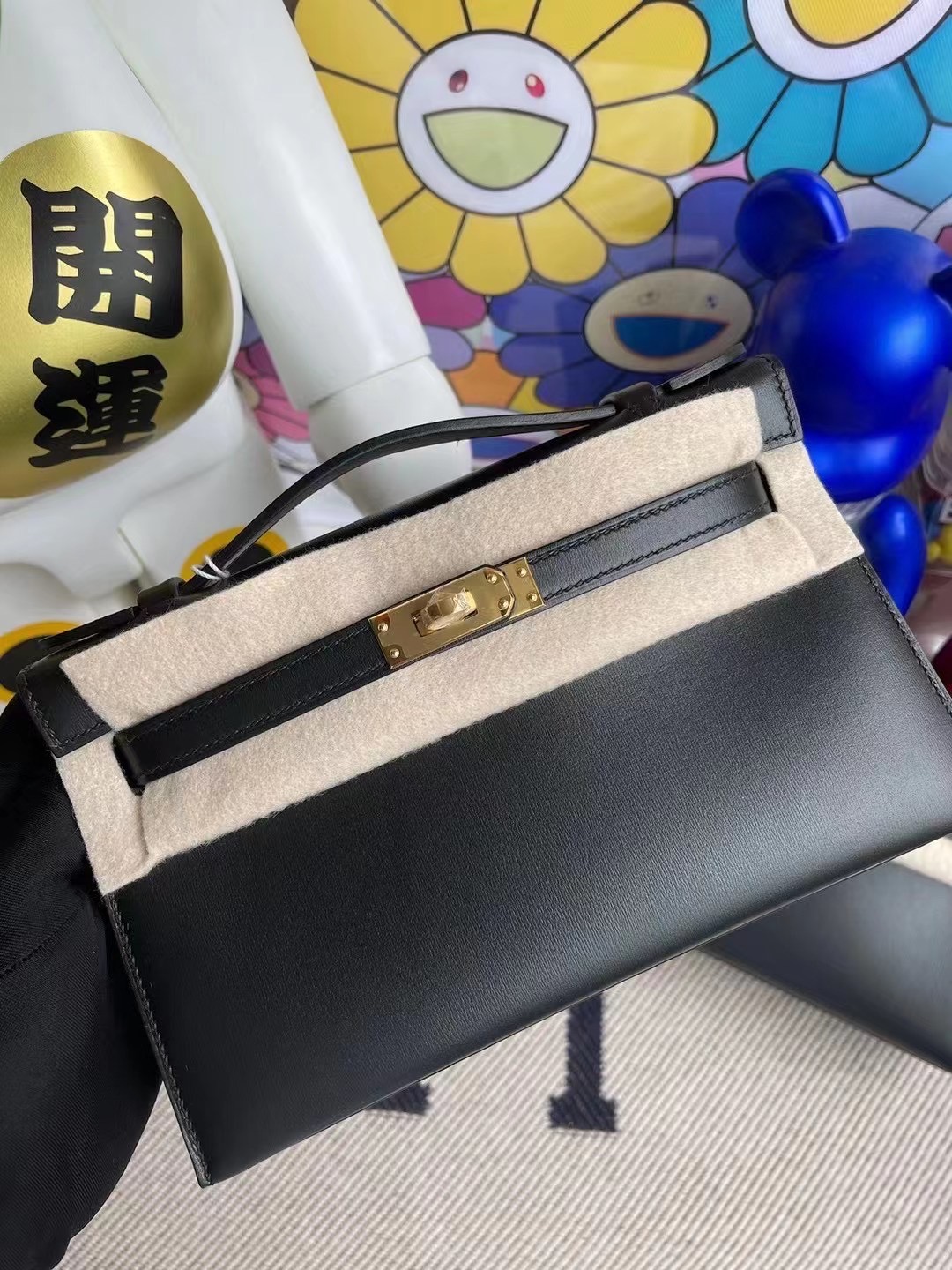 Hermes MiniKelly Pochette Box CK89 Noir 黑色 金扣全手工蜜蠟線縫製