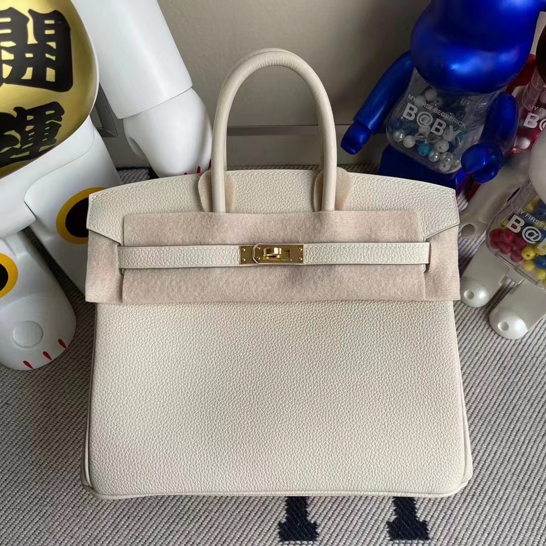 Hermes Birkin 25cm Togo CC10 Craie 奶昔白 禦用原廠小牛皮 金扣 Z刻