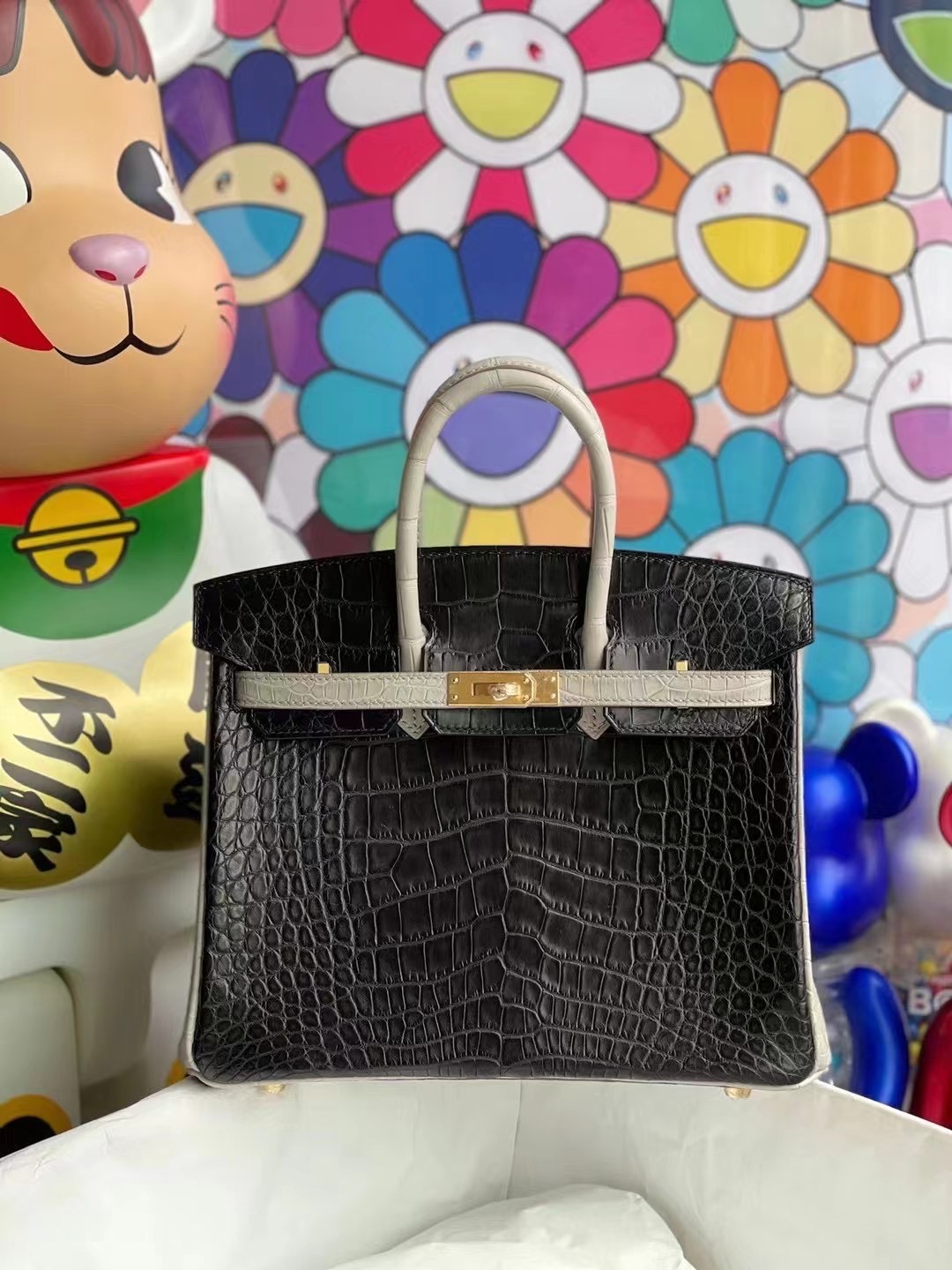 Hermes Birkin 25cm HSS美洲鱷魚89 Noir黑色 80 Gris Perle珍珠灰磨砂金扣