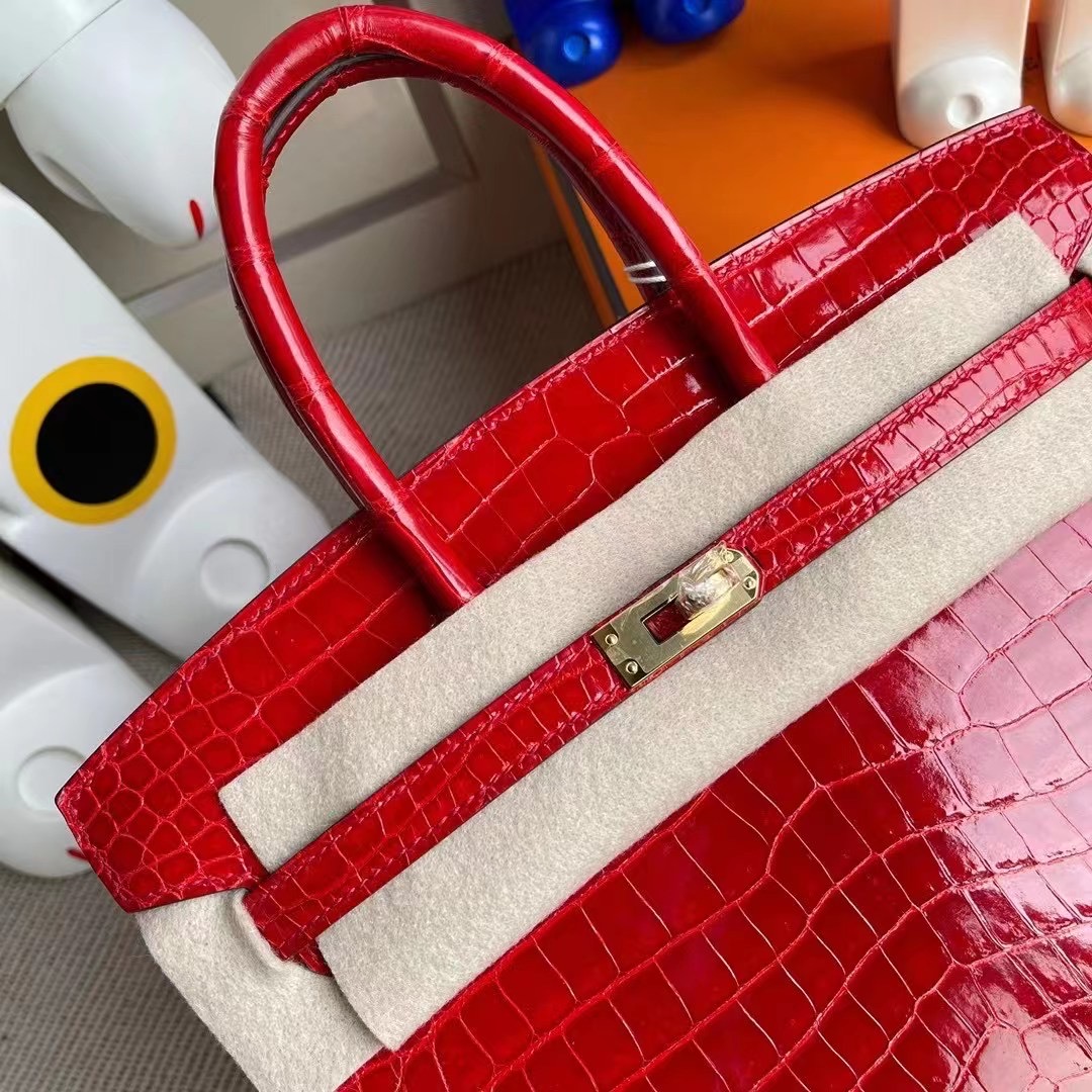 香港東區西河灣 Hermes Birkin 25cm 95 Braise 法拉利紅 亮面倒V 澳洲灣鱷