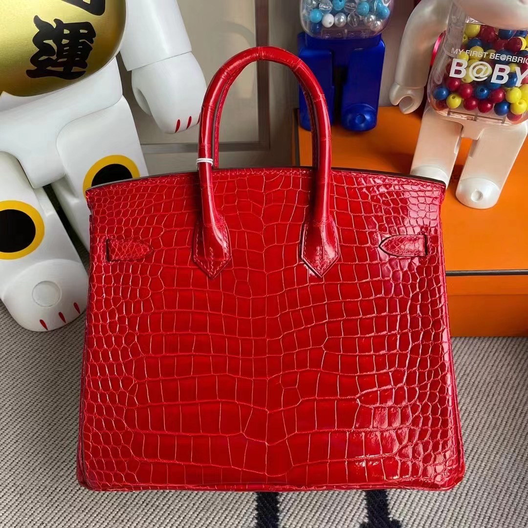 香港東區西河灣 Hermes Birkin 25cm 95 Braise 法拉利紅 亮面倒V 澳洲灣鱷