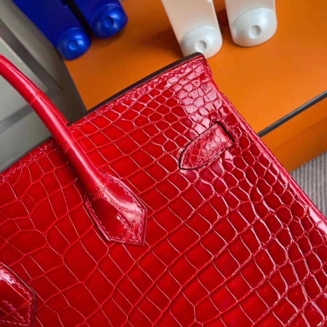 香港東區西河灣 Hermes Birkin 25cm 95 Braise 法拉利紅 亮面倒V 澳洲灣鱷