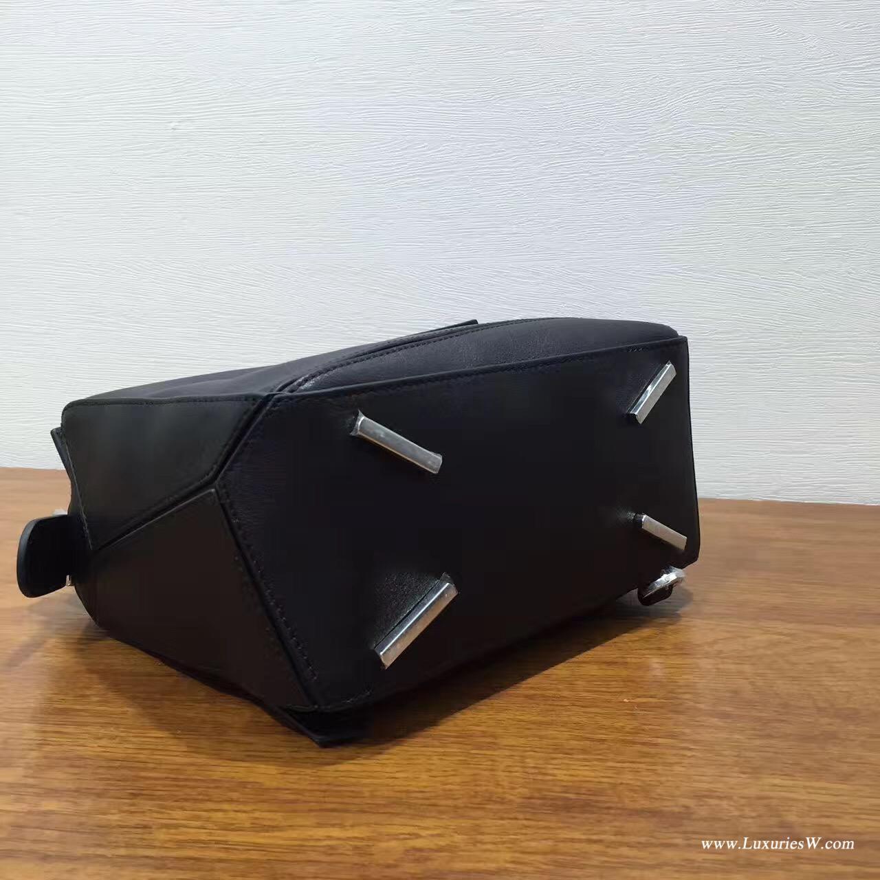羅意威女包官網 LOEWE Mini Puzzle Bag 黑色 長方體形狀 折疊幾何包