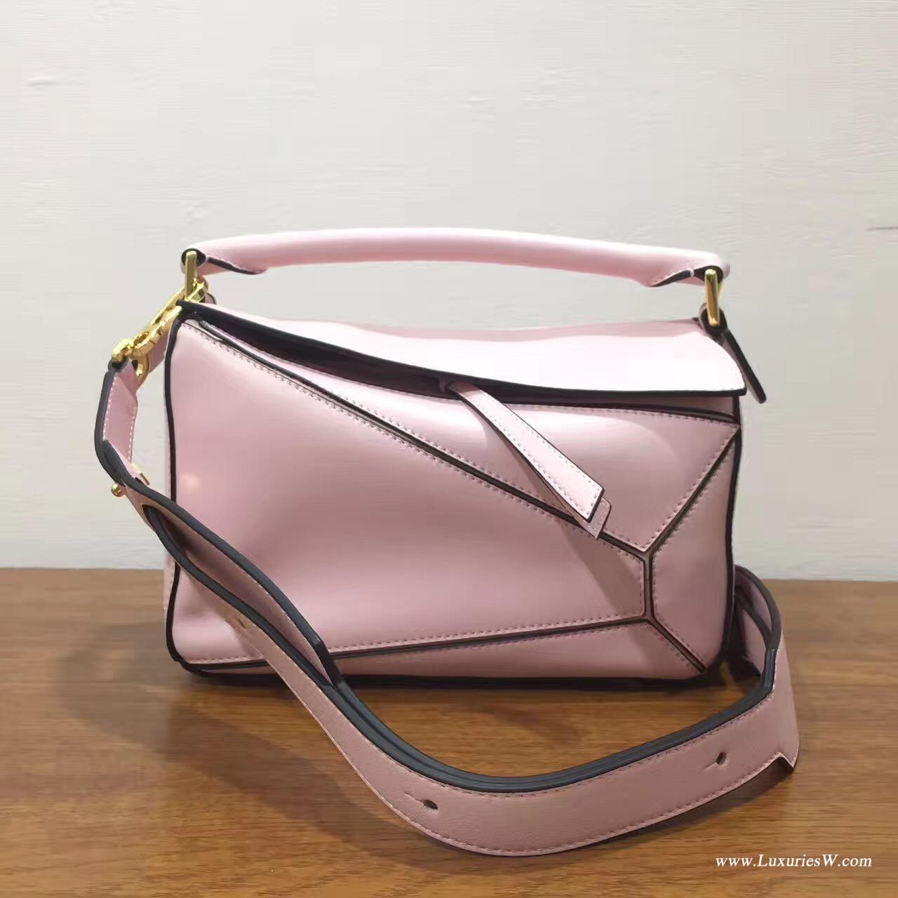 羅意威女包官網 LOEWE Mini Puzzle Bag 粉色 長方體形狀 折疊幾何包