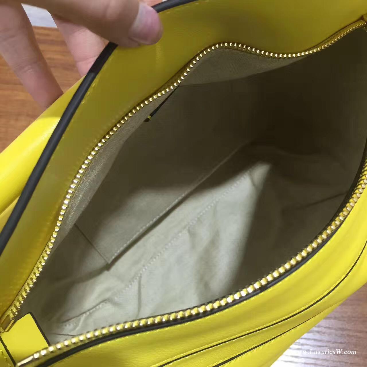 羅意威LOEWE包包 中號 Puzzle Bag 柠檬黄色 30cm折疊單肩手提幾何包