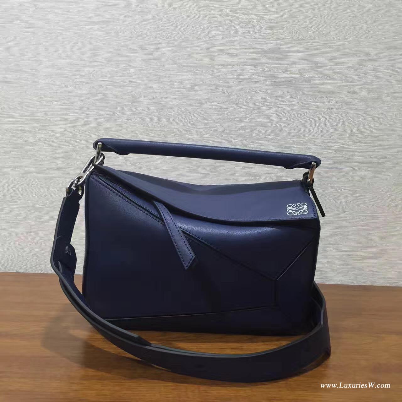 羅意威LOEWE包包 Mini Puzzle Bag 深蓝色 長方體形狀 折疊幾何包