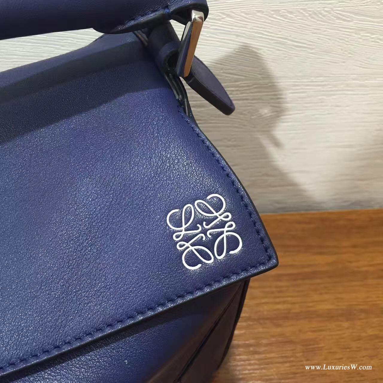 羅意威LOEWE包包 Mini Puzzle Bag 深蓝色 長方體形狀 折疊幾何包