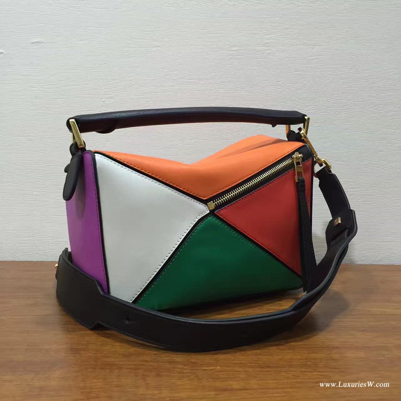 羅意威LOEWE包包 Puzzle Bag 彩虹拼色 長方體形狀 折疊幾何包