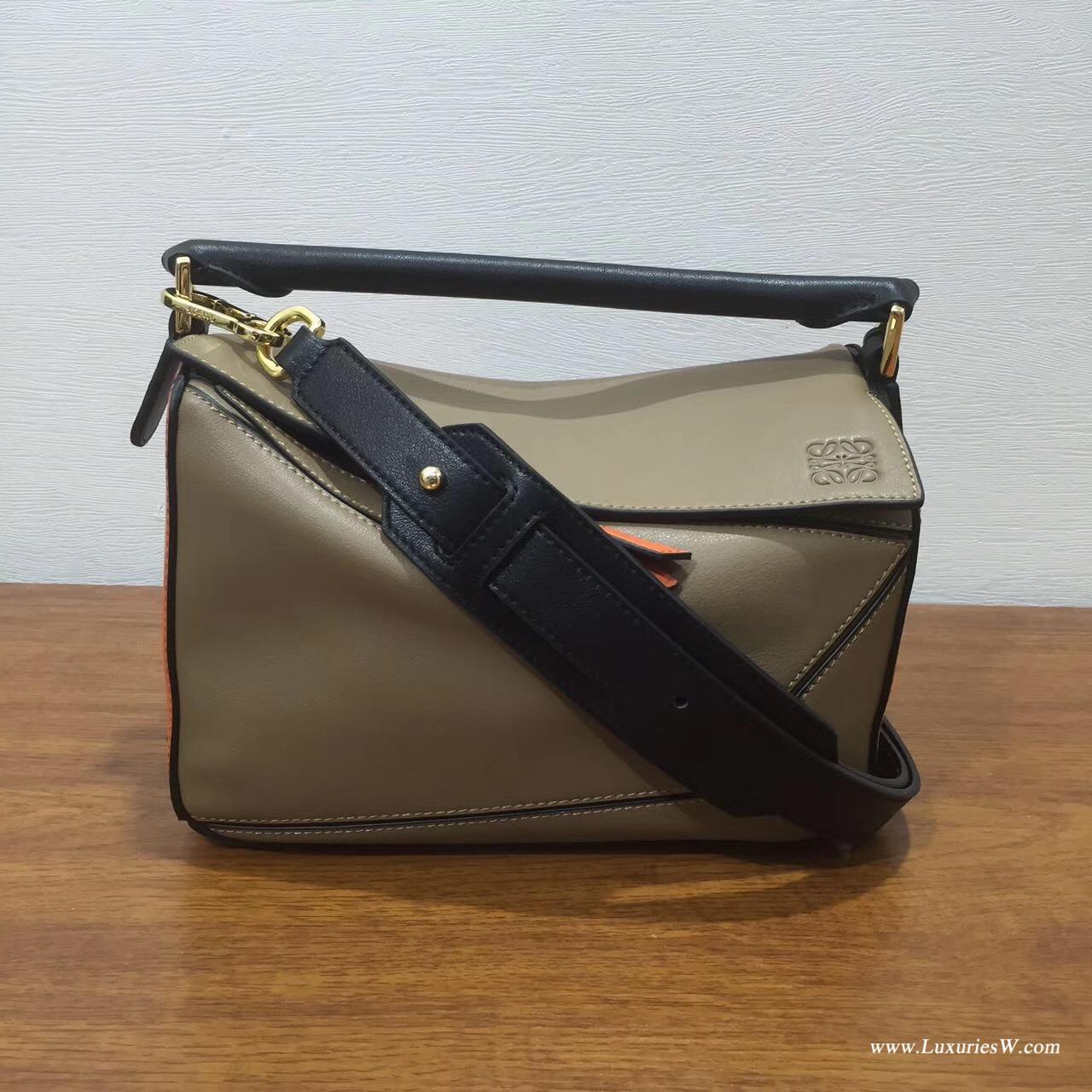 羅意威官網女包LOEWE Mini Puzzle Bag 拼色 長方體形狀 折疊幾何包