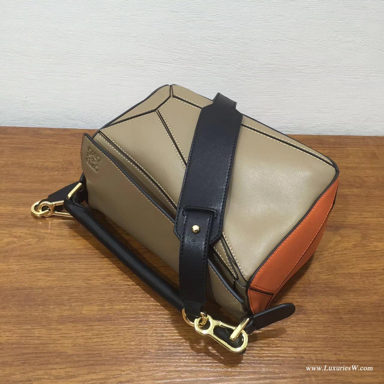 羅意威官網女包LOEWE Mini Puzzle Bag 拼色 長方體形狀 折疊幾何包