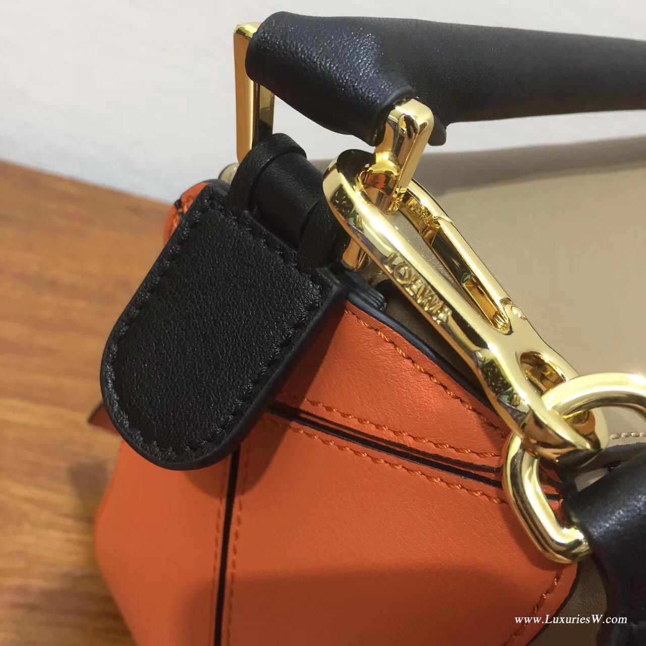 羅意威官網女包LOEWE Mini Puzzle Bag 拼色 長方體形狀 折疊幾何包