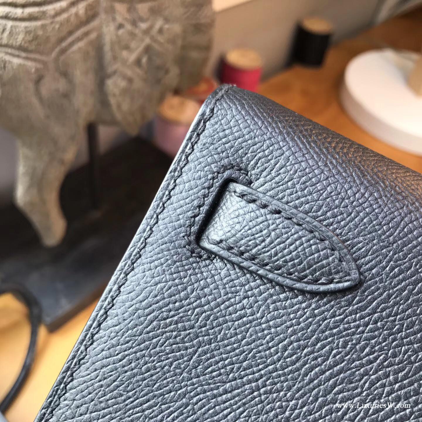 Hermes Kelly Cut Epsom CK89 Nior黑色 銀扣金屬五金 宴會手包Party必備