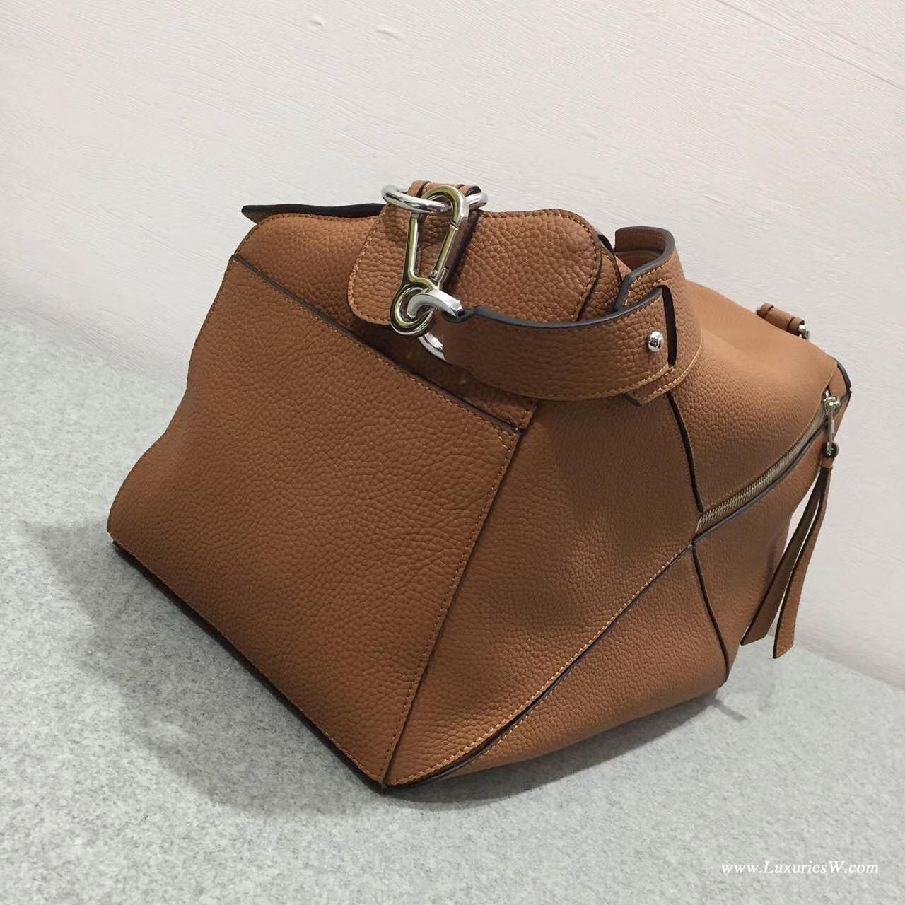 羅意威女包 Loewe Puzzle bag 系列 棕色 togo 牛皮 特大號無手柄幾何拼圖包